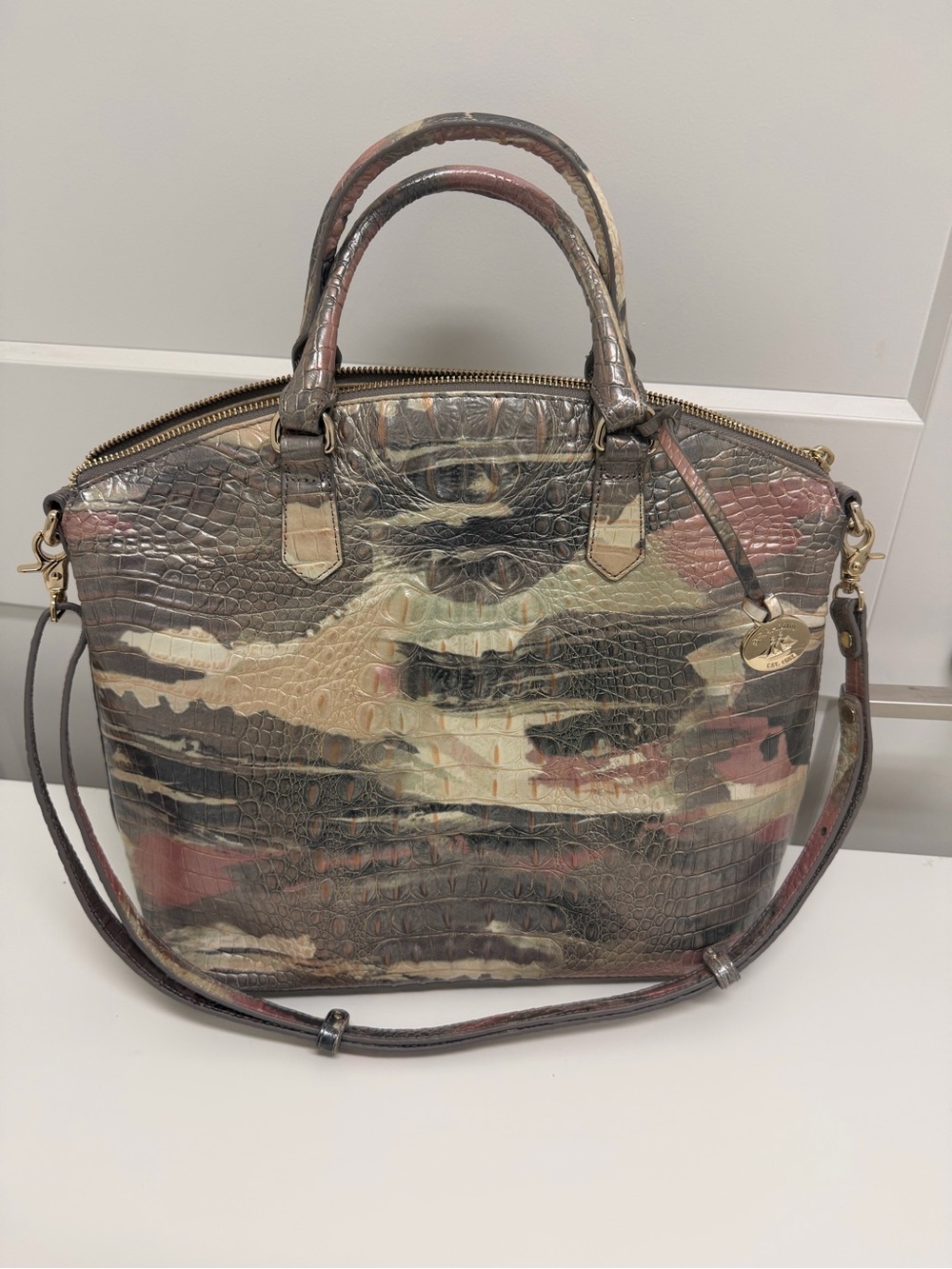 BRAHMIN LARGE DUXBURY MUSE EMBOSSED LEATHER SATCHEL